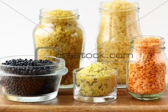 Mix from different beans  and lentils on a white background