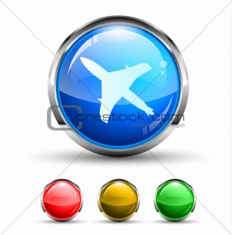 Airplane Cristal Glossy Button 