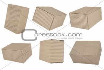 six corrugated cardboard packages