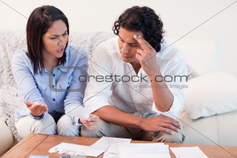 Couple talking about financial problems