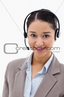 Portrait of an office worker posing with a headset