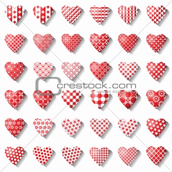 Heart icons set for valentine card.
