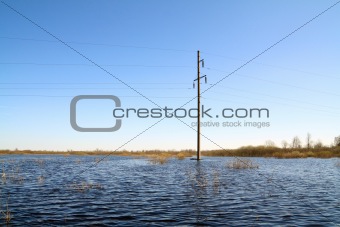 electric pole in water