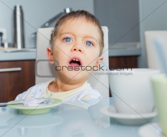 Happy Boy Eating Breakfast