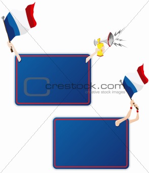 France Sport Message Frame with Flag. Set of Two