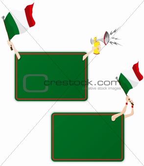 Italy Sport Message Frame with Flag. Set of Two