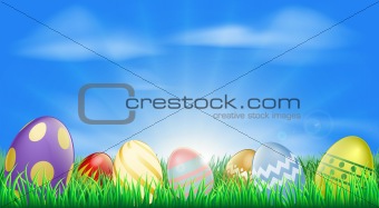 Bright Easter eggs background