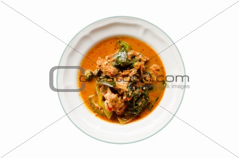 Thai curry food on dish isolated