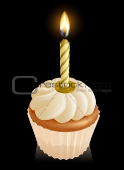 Fairy cake cupcake with birthday candle