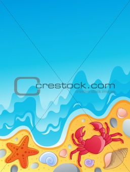 Beach with shells and sea animals 2