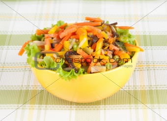 Fried vegetables on the bowl