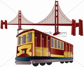 San Francisco Cable Car and Golden Gate Bridge