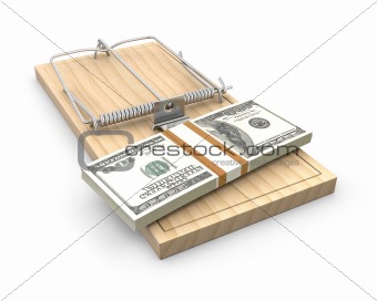 Pack of dollars on a mouse trap