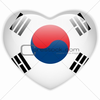 South Korea Flag Heart Glossy Button