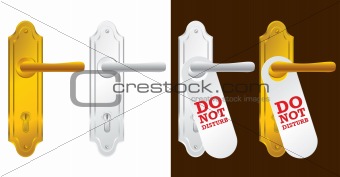 Door handle in gold and silver - vector illustration