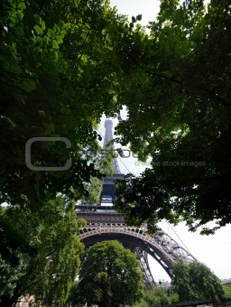 View from below to the Eiffel Tower