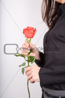 sexy businesswoman with rose