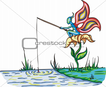 Fairy elf fishing