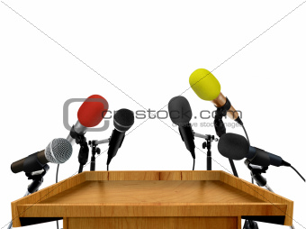 Seminar speech podium and microphones
