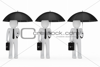 businessmen holding black umbrellas