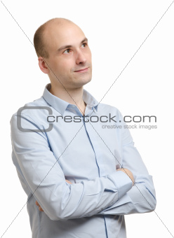 Portrait of pensive man looking up