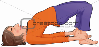 Yoga Position. Funny cartoon and vector isolated illustration.