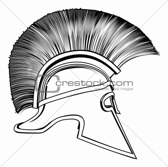 Black and White Ancient Greek Warrior Helmet