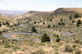 Winding Highway in Oregon High Desert Farmland