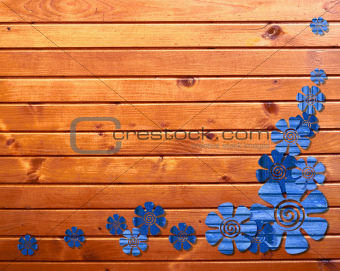 wooden background with flowers
