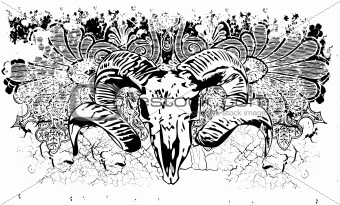Cow skull grunge illustration