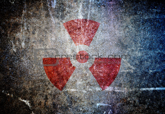 abstract radioactive symbol on a grunge wall