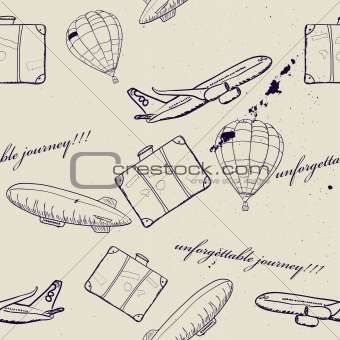 flying vehicles journey seamless pattern.