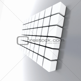Abstract objects of the cubic form with a light grey surface