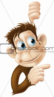 Monkey pointing and looking illustration