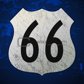 Blue Route 66 Sign