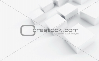 Abstract white plastic cubes on a light background