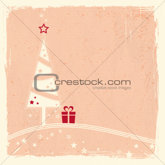 Christmas tree with present and stars