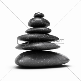 balancing pebbles pile over white background