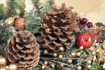 Christmas Garland Decoration with Pine Cones