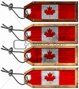 Canada Flags Set of Grunge Wooden Tags