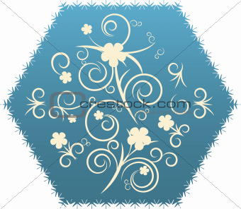 Abstract flowers on decorative polygon
