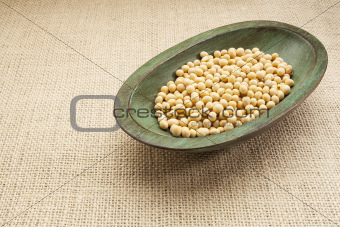 soybeans in rustic bowl