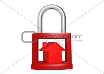 Red house in the red padlock