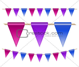 Festive flags on white background.