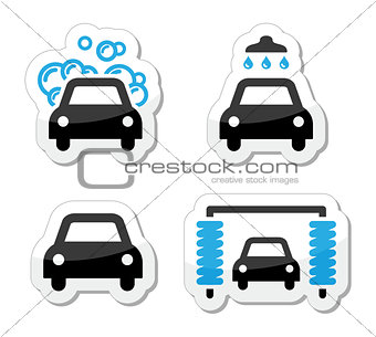 Car wash icons set - vector