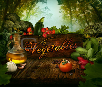 Food design - Fresh vegetables in celery forest