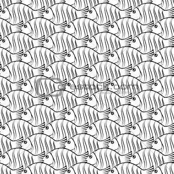 Seamless fishes school pattern.