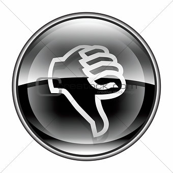 thumb down icon black, isolated on white background.