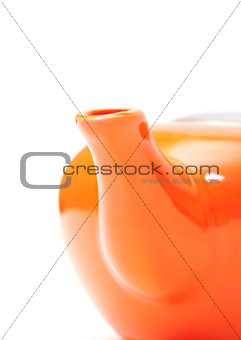Part of Orange Ceramic Teapot closeup
