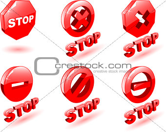 the red vector stop symbol on white
